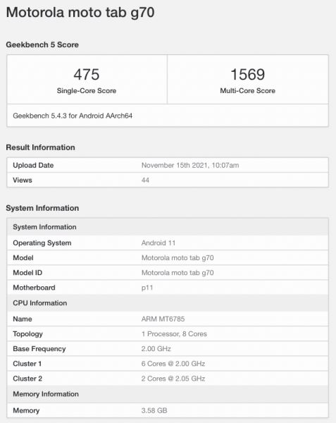 <br />
						Планшет Moto Tab G70 заметили в Geekbench c чипом MediaTek Helio G90T на борту<br />
					